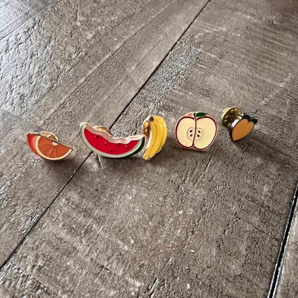 Fruit Enamel Pins Unisex OS Multicolor Mini Watermelon Banana Apple Set 5pc